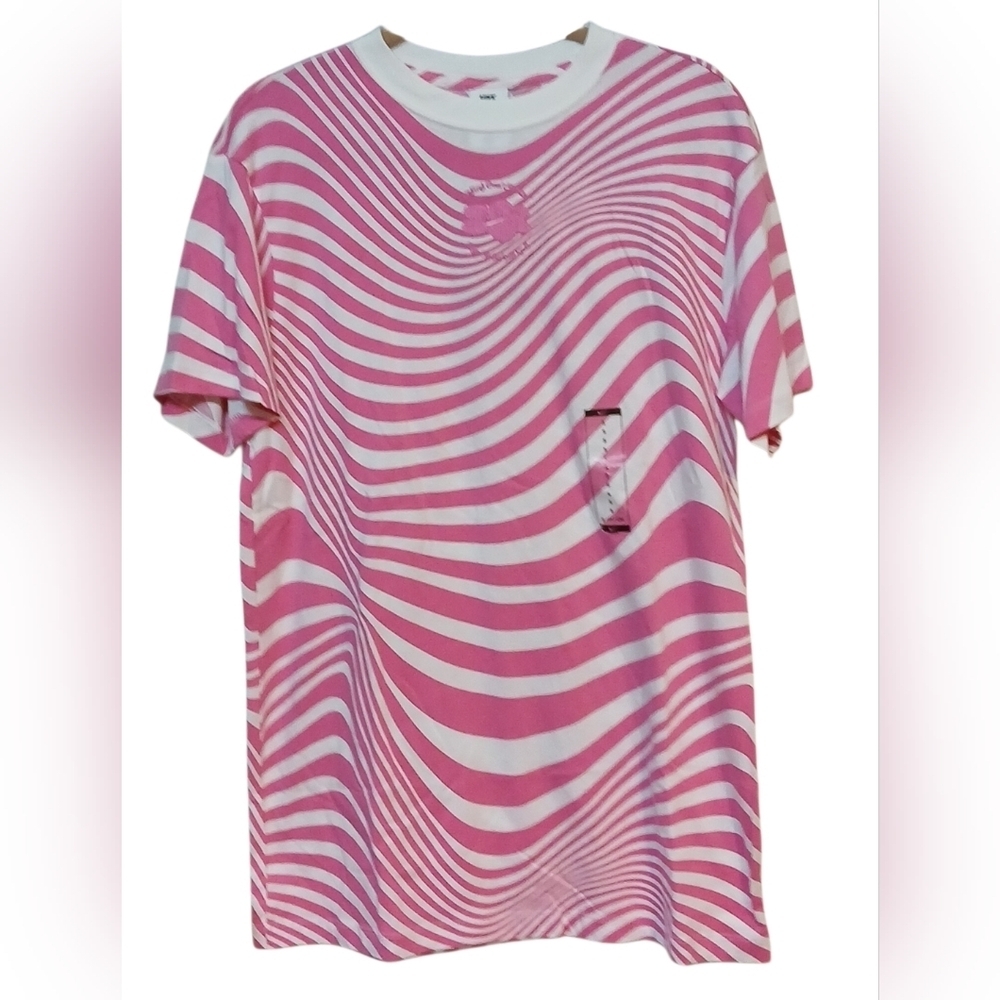 Nike - NWT, Pink & White Short Sleeve Dress W/Geometric Print, Emmroidered Logo, - Picture 9 of 12